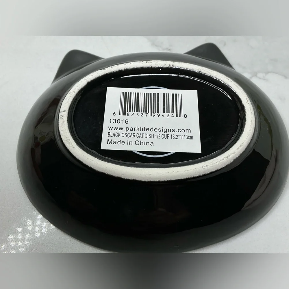 2 Park Life Designs~Black Oscar Cat Dish~Cat Shaped Food, Water, Trinket Dish